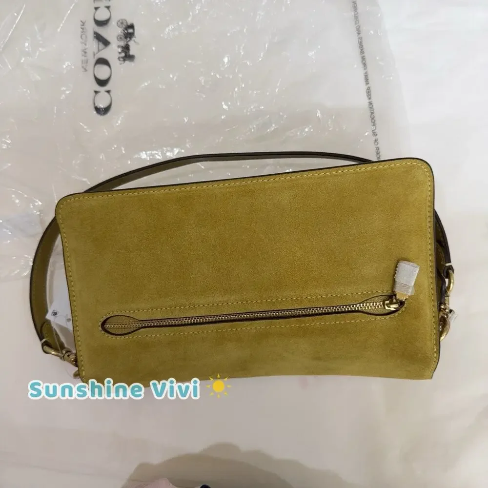 NWT Coach Suede Tabby Shoulder Bag 26 CEN52 Brass/Light Citron